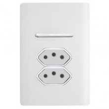 Conjunto Interruptor Paralelo + 2 Tomadas 10A 4x2 - Novara Branco Total